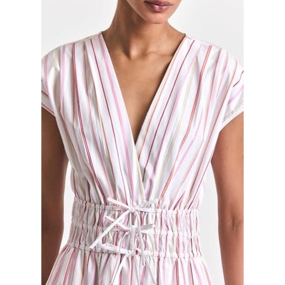 NWT DEREK LAM Coquette Soft Pinstripe Sleeveless Fit and flare Midi Dress - Picture 3 of 14